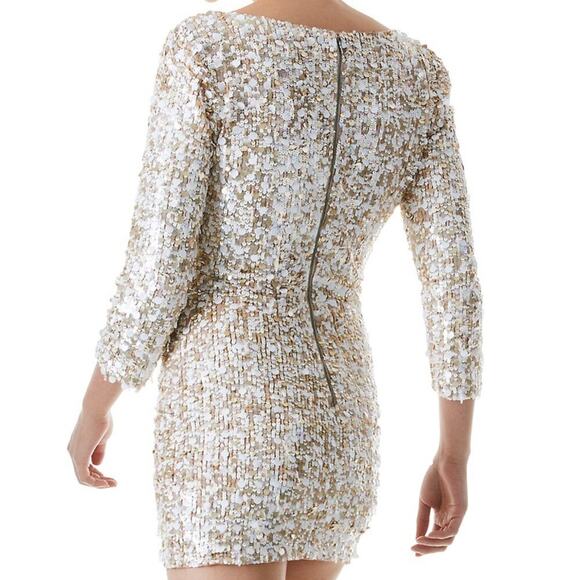 Alice and Olivia Long Sleeve Sequin Mini Cocktail Dress size 8 New Retails $895 - Picture 11 of 11